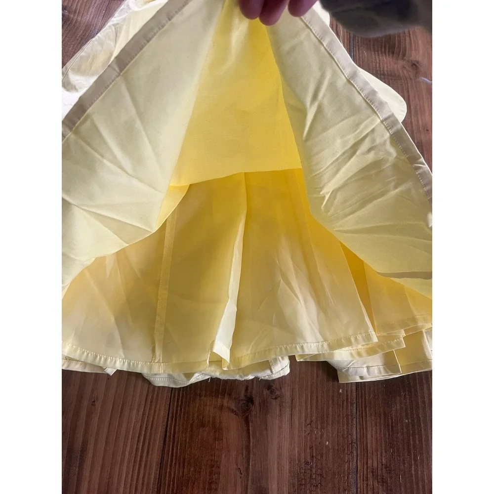 HM Womens Pale Yellow Sleeveless Belted Pleated Fit Flare Midi Dress Size 6